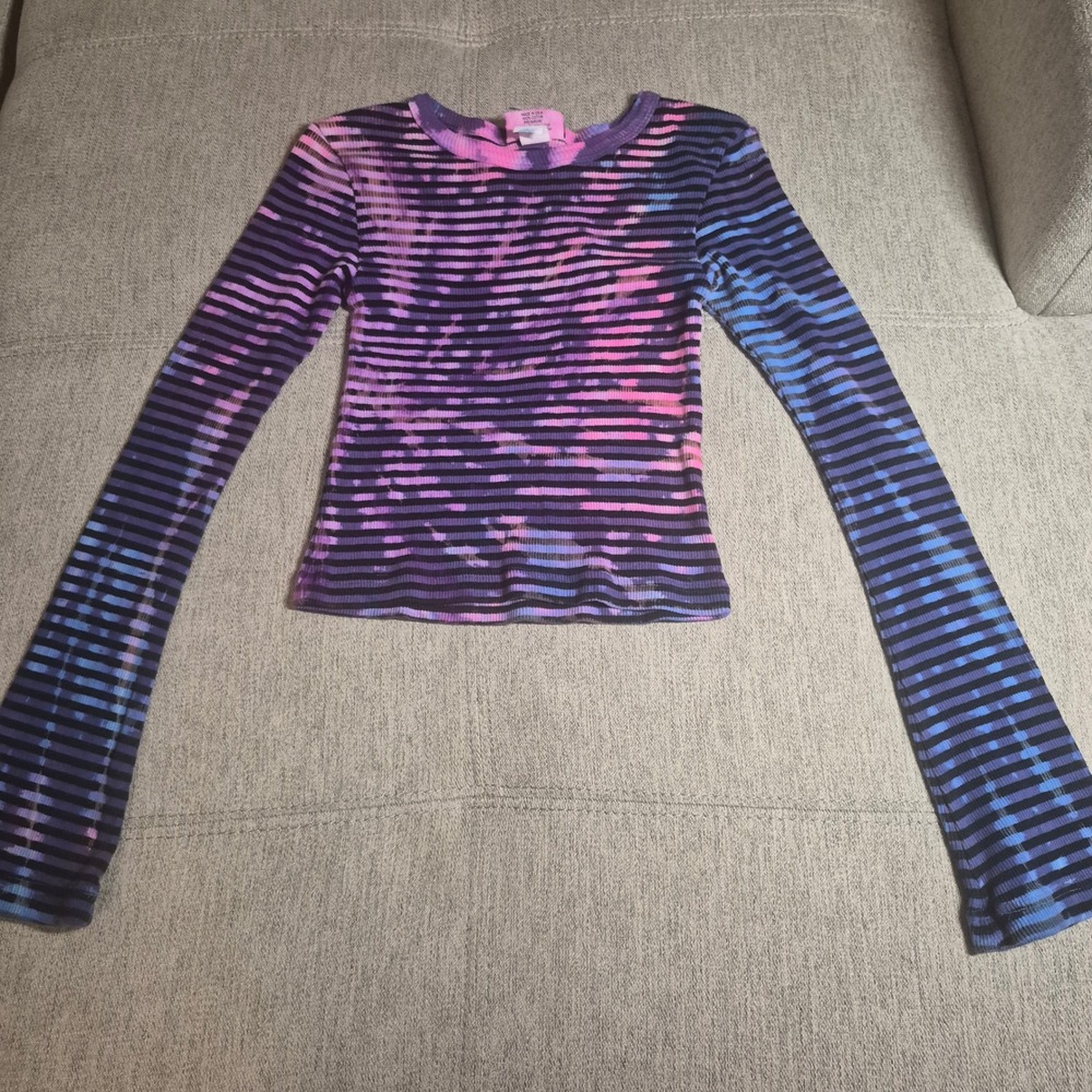Womens Hard Tail Forever Tie Dye Striped Rib Knit Top size one size fits all